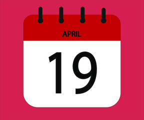 April 19th red calendar icon for days of the month
