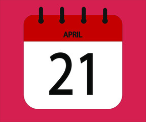 April 21th red calendar icon for days of the month