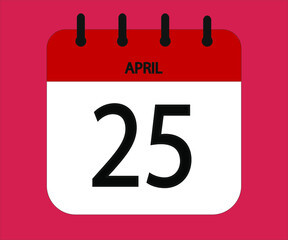 April 25th red calendar icon for days of the month