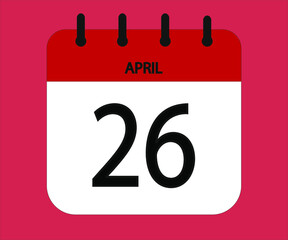 April 26th red calendar icon for days of the month