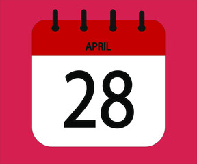 April 28th red calendar icon for days of the month