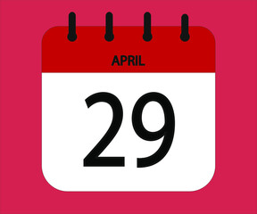 April 29th red calendar icon for days of the month
