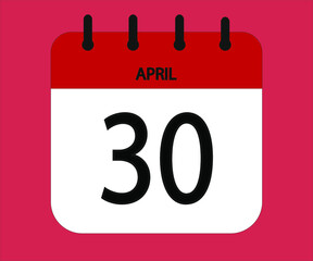 April 30th red calendar icon for days of the month