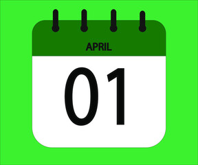 April 01th green calendar icon for days of the month