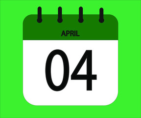 April 04th green calendar icon for days of the month