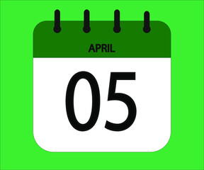 April 05th green calendar icon for days of the month
