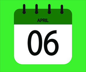 April 06th green calendar icon for days of the month
