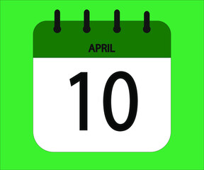 April 10th green calendar icon for days of the month