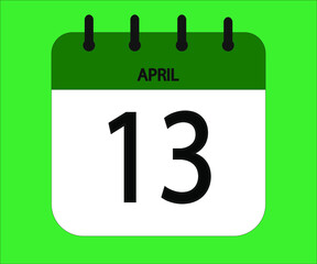 April 13th green calendar icon for days of the month