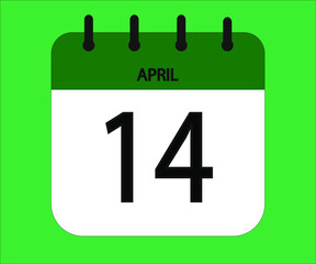 April 14th green calendar icon for days of the month
