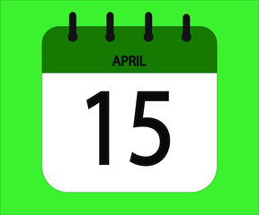April 15th green calendar icon for days of the month