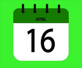 April 16th green calendar icon for days of the month