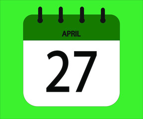 April 27th green calendar icon for days of the month