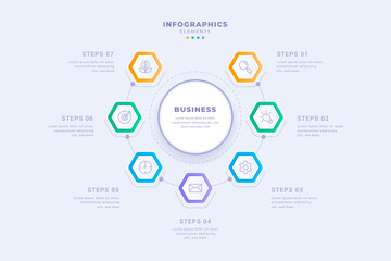 Circular diagram business infographic template with seven steps design