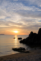 福井県水晶浜の夕日