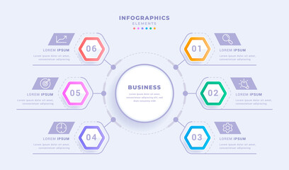 Business visualization concept circular diagram creative infographic template with six steps design