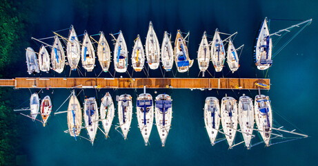 Boats at a marina - view from above - travel photography