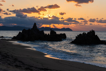 福井県美浜町水晶浜の夕日