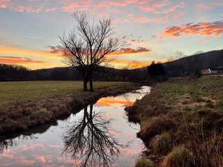 sunset over the creek 