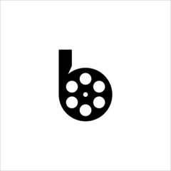 Elegant white letter B logo for film strip vector illustration and white background