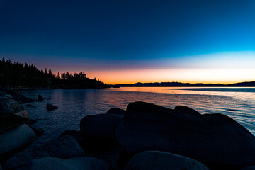Sunset over Lake Tahoe in California