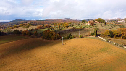 Naklejka premium Typical rural fields and landscape in Tuscany Italy - travel photography
