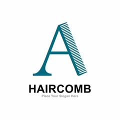 Comb letter A logo vector design. Suitable for business, fashion style, barbershop and salon
