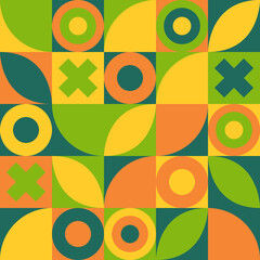 Vector Graphic of Neo Geo Pattern. Bright Color Theme, Green Yellow Orange. Abstract Geometric Shapes. Good for Poster, Banner, Brochure, Presentation, Flyer, Cover, Printing Design, etc