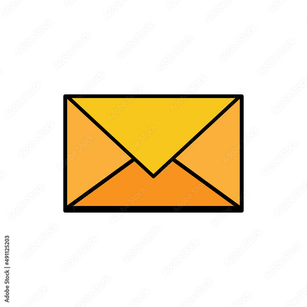 Poster button with yellow envelope icon. mail icon. closed yellow envelope. business concept. vector illust