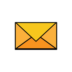 Button with yellow envelope icon. Mail icon. Closed yellow envelope. Business concept. Vector illustration. stock image. 