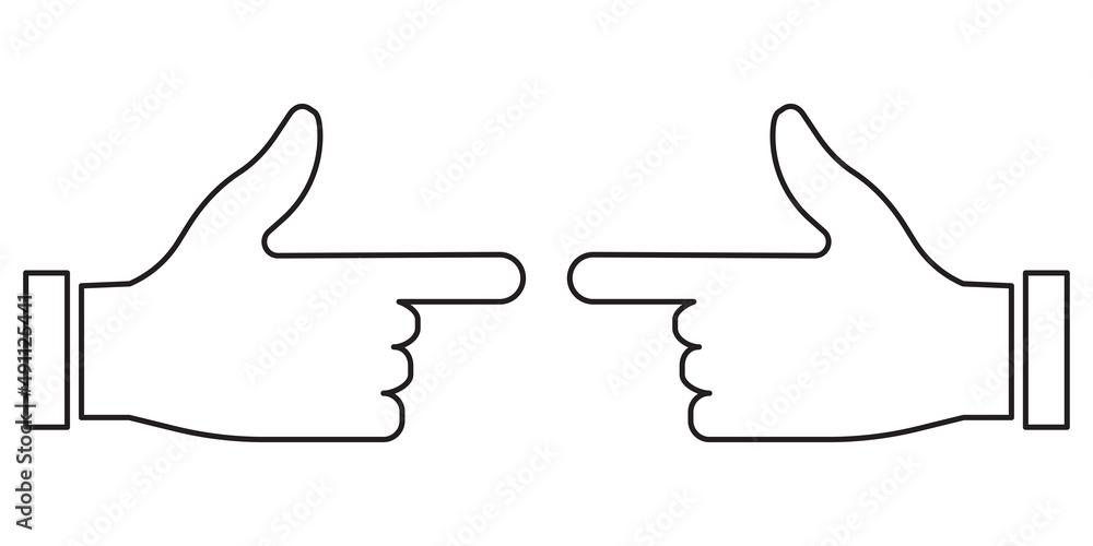Poster linear icon with two hands index fingers. finger gesture. vector illustration. stock image.