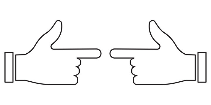 Linear icon with two hands index fingers. Finger gesture. Vector illustration. stock image. 