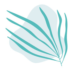 Leaf Line Art With Shapes In Pastel