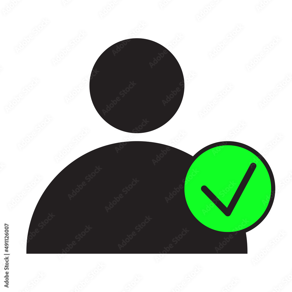 Poster man tick. checkmark right vector icon. checkmark icon. verify sign. tick icon. vector illustration. 