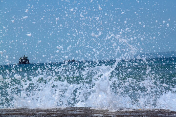 splashing waves on the sea