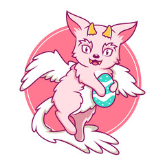 cute fantasy dragon cartoon illustration