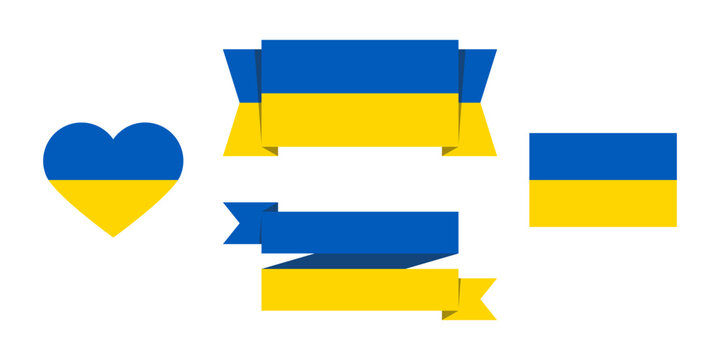 Flaga Ukrainy. Zestaw element&oacute;w w barwach Ukraińskiej flagi.