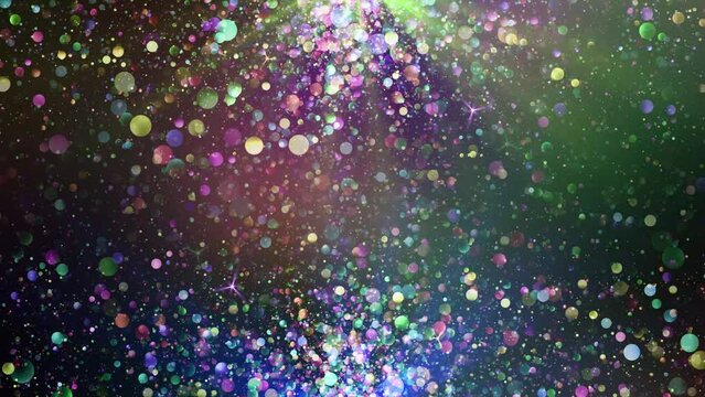 Mirror colorful particles rain rising backgroung, Colorful particles are rising, colorful light is spinning, colored particles rain falling, colorful background video, elegant particle ray animation.