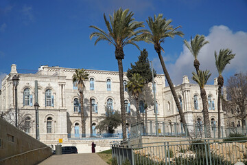 Fototapeta na wymiar Historic hospital in Jerusalem, crusader style architecture