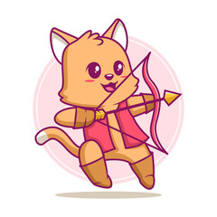 cute cat archer cartoon illustration