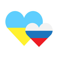 Russia ukraine heart. Love concept. Peace symbol. Vector illustration. stock image. 