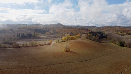 Wonderful Tuscan fields in autumn - beautiful Tuscany Italy - travel photography
