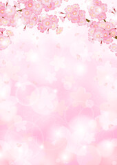 Fototapeta na wymiar ピンクキラキラ背景の桜ベクターイラスト素材