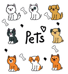 Vector Drawing Set of pets