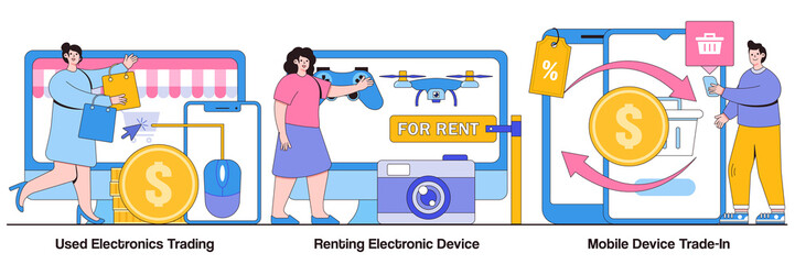 Used Electronics Trading, Renting Electronic Devices, and Mobile Device Trade-In Illustrated Pack
