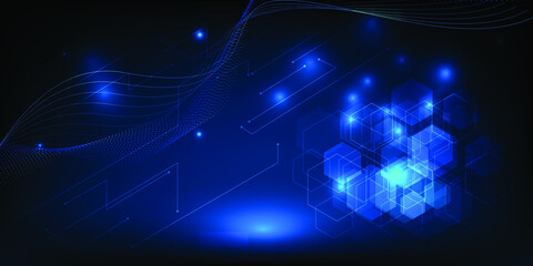 Vector illustrations of digital innovations and technology horizontal space.Futuristic digital technology design concepts.