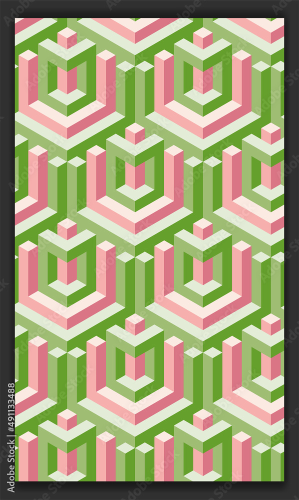 Aufkleber 3d isometric pattern vector in soft or pastel colors, 3d cubes abstract background