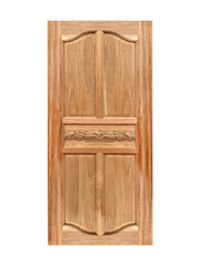 carving teak entrance wooden door isolated on white with clipping path