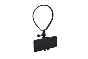 Mobile phone neck strap for vlogs or Neckband for mobile phone for video vlog isolated on white background  with clipping path include for design usage purpose.
