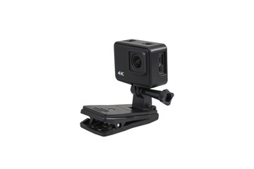 Camera action cam with clip Accessory for cam isolated on white background with clipping path include for design usage purpose.